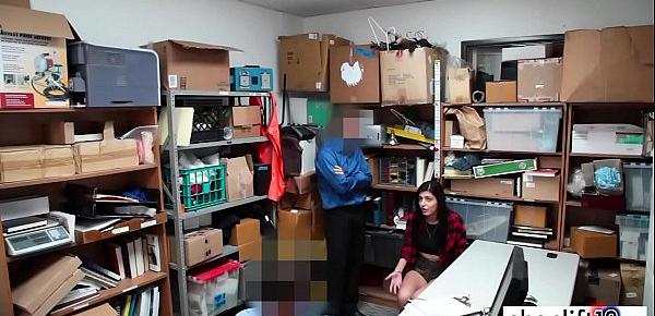  Sexy brunette teen babe enjoyed a threesome office sex